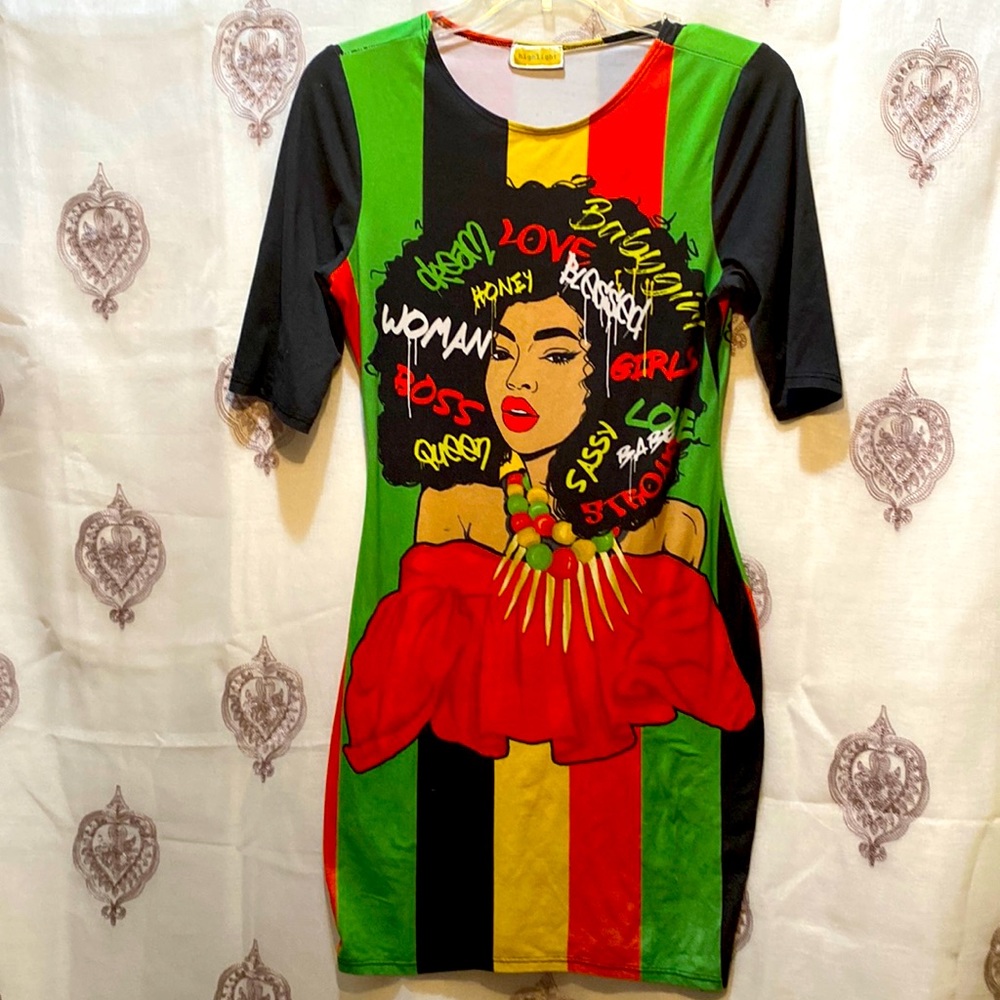 SCOOP NE K SHORT SLEEVE GRAPHIC DRESS SZ M